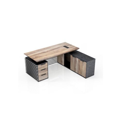 PHOENIX Executive Desk with Right Return 1.8M - Warm Oak & Black