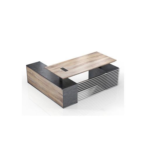 PHOENIX Sit & Stand Electric Lift Executive Desk with Right Return 2.2M - Warm Oak & Black