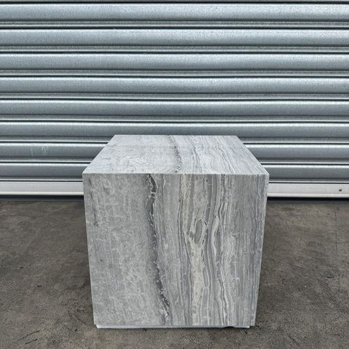 Cube Side Table - Veincut Blue Travertine | Natural Stone Co.