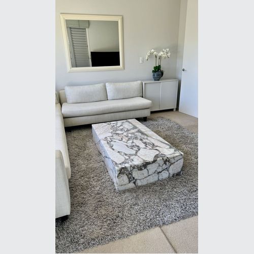Block Coffee Table - Milky Bleu Marble - Large | Natural Stone Co.