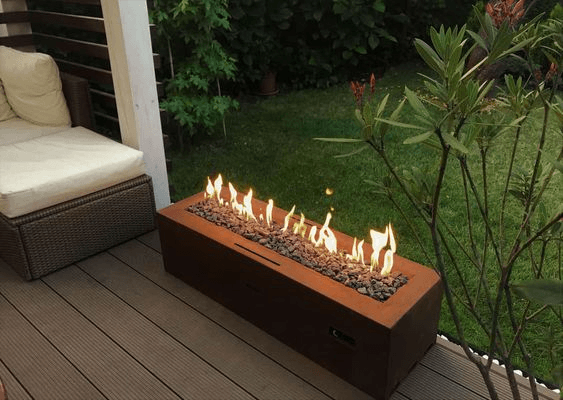 Planika Galio Corten Manual Linear Gas Pit Fire