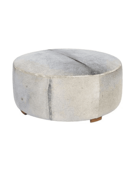 Round Cowhide Ottoman 1m - Grey
