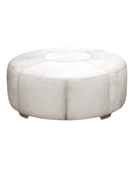 Round Cowhide Ottoman 1m - White