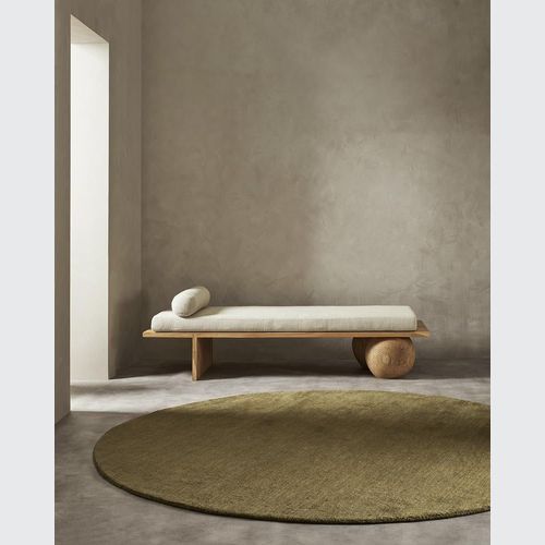 Baya Sandringham 100% Wool Round Rug - Moss