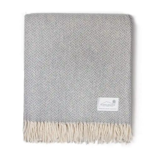Ruanui Station Lambswool Throw -  Gully Grey Chevron