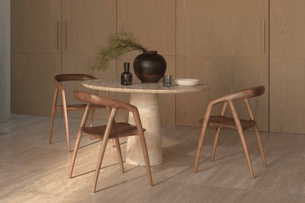Travertine Kora Round Dining Table