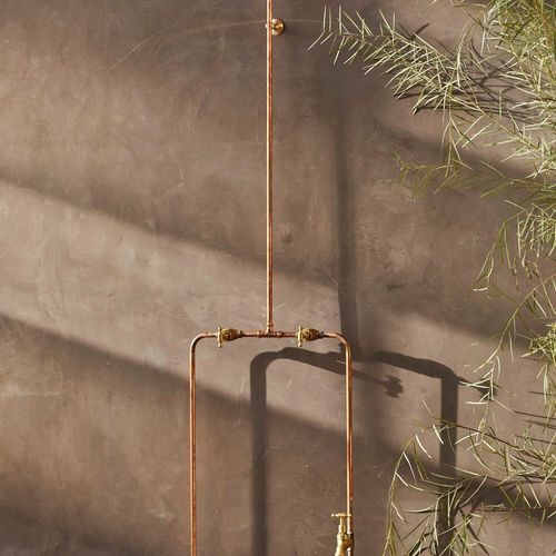 Outdoor Shower with Foot Tap | Hot+Cold | Copper