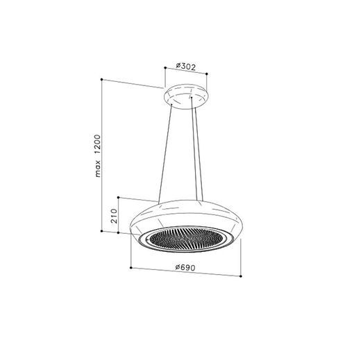 Sirius Ceiling Mount Pendant Rangehood - Silver