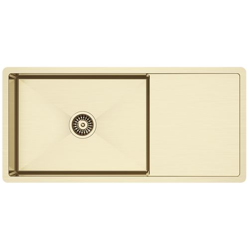 Brushed Brass Gold Cody 950x450 Single Bowl w Drain Board Sink