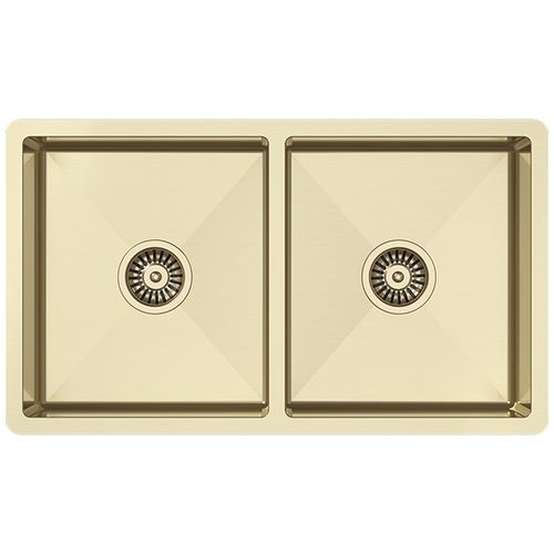 Brushed Brass Gold Madison 775x450 Double Bowl Sink