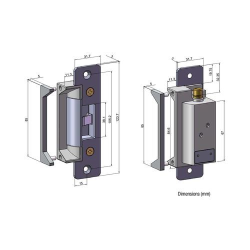 LOX Electric Strike Monitored ANSI Footprint 12/24V DC ES10M