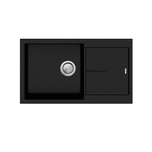Santorini Black Large Single Bowl Topmount Sink With Drainer
