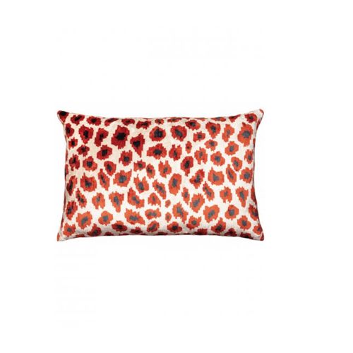The Rug Company | Velvet Ikat Leopard Red Cushion