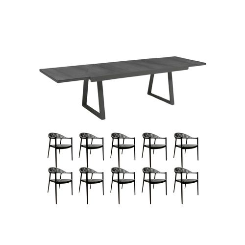 11 piece - Serena Outdoor Dining Set - Charcoal