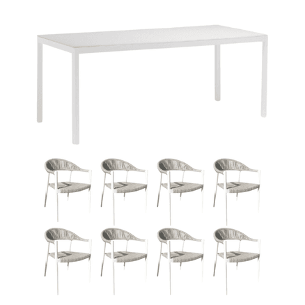 9 piece - Serena Outdoor Dining Set - Light Grey