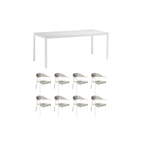 9 piece - Serena Outdoor Dining Set - Light Grey