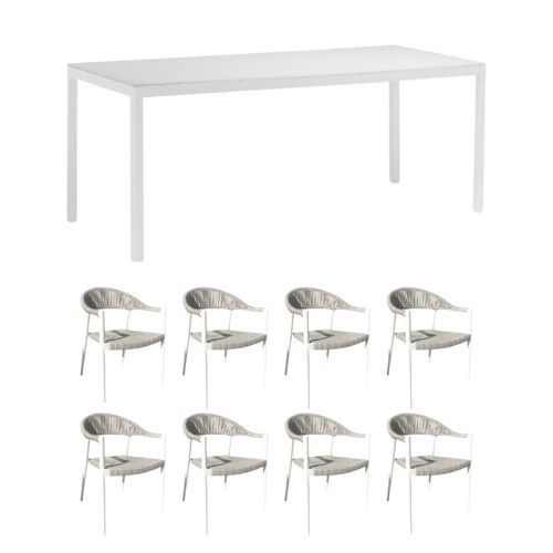 9 piece - Serena Outdoor Dining Set - Light Grey