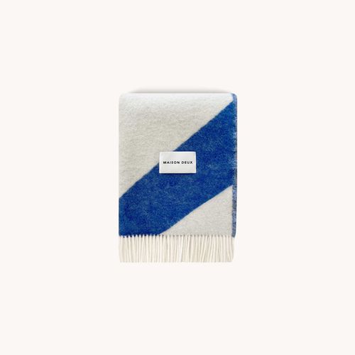 Maison Deux Swirl - Cobalt White | Large Reversible Wool Throw