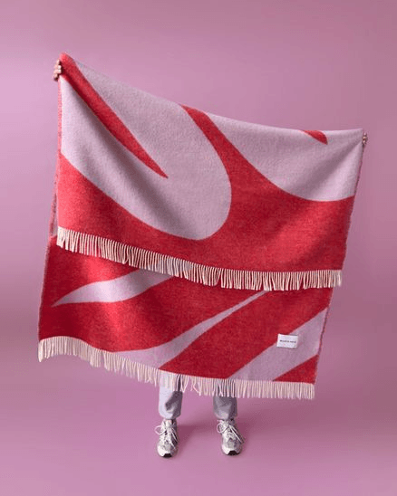 Maison Deux Swirl Lilac Scarlet | Large Reversible Wool Throw
