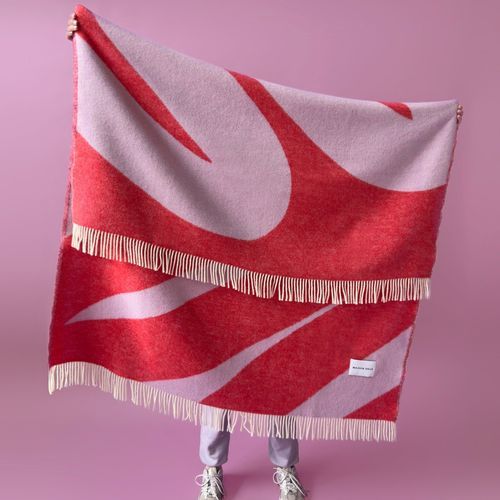 Maison Deux Swirl Lilac Scarlet | Large Reversible Wool Throw