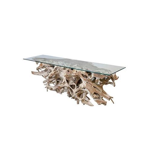 Teak Root Console w/Glass