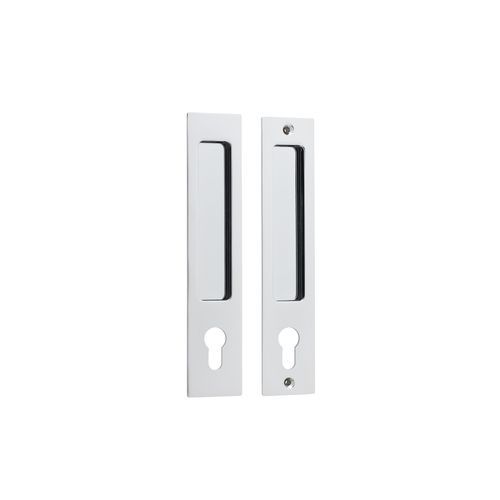 Iver Rectangular Flush Pull Euro Lock Polished Chrome for Sliding Doors 21414E *Pair*