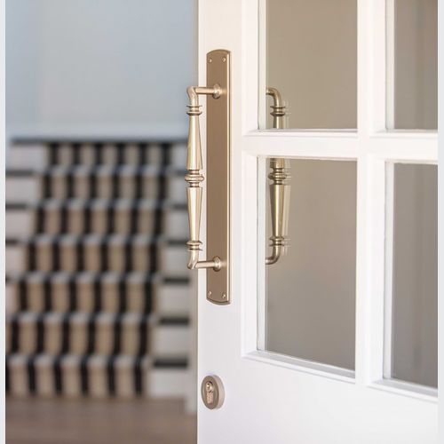 Iver Sarlat Door Pull Handle on Backplate Satin Nickel 380mm x 65mm 9349