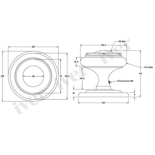 Iver Sarlat Centre Door Knob Distressed Nickel 107mm x 100mm 9407 - Customise to your need