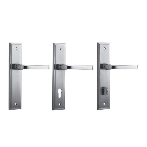 Iver Annecy Door Lever on Stepped Backplate Brushed Chrome - Customise to your needs
