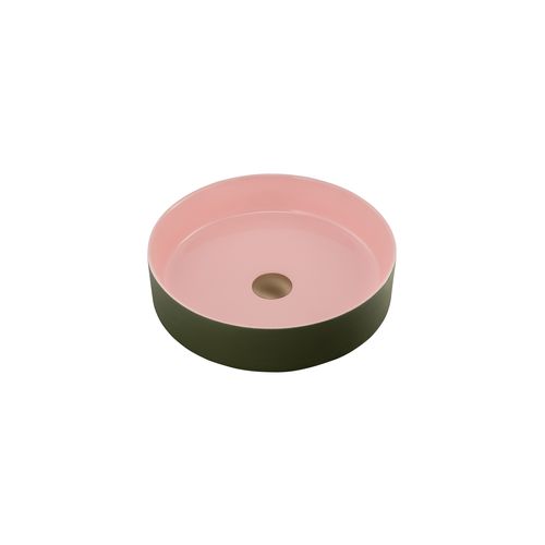Terzofoco Olive and Salmon Short Circular Counter Top Basin