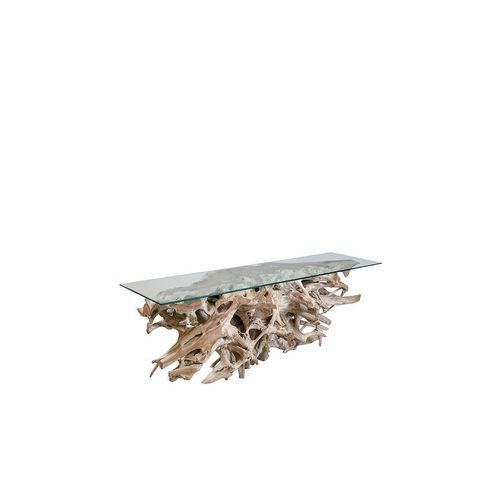 Teak Root Console w/Glass