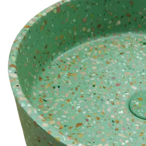 Terrazzo mint green concrete 'Sol' round 390mm basin