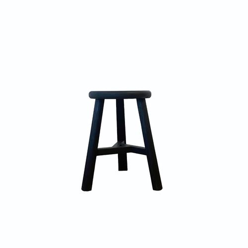 Reclaimed Wooden Tripod Stool- Black
