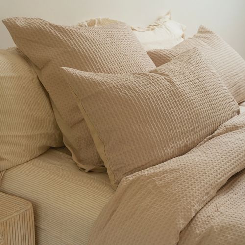100% Cotton Waffle Euro Pillowcase- Natural