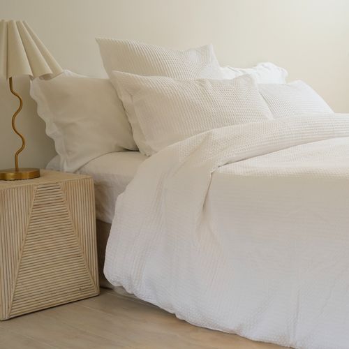 100% Cotton Waffle Euro Pillowcase- White