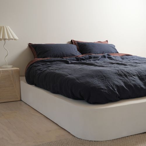 100% French Flax Linen Duvet Cover Set - Midnight