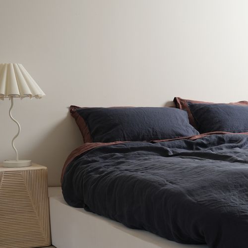 100% French Flax Linen Duvet Cover Set - Midnight