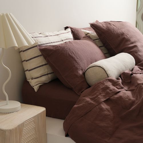 100% French Flax Linen Duvet Cover Set - Cocoa