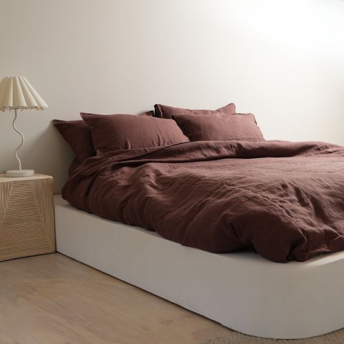 100% French Flax Linen Duvet Cover Set - Cocoa