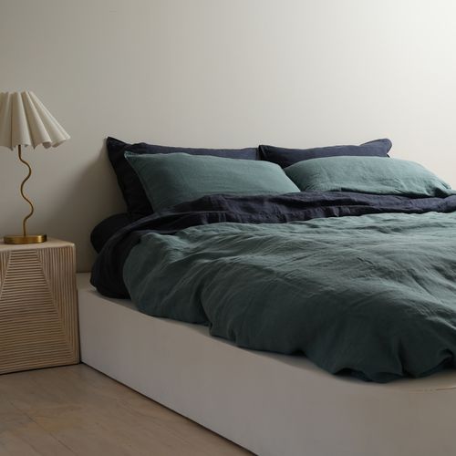 100% French Flax Linen Duvet Cover Set - Lagoon