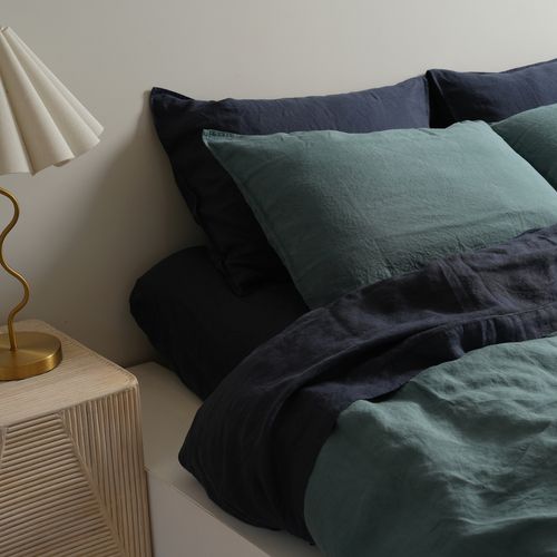 100% French Flax Linen Duvet Cover Set - Lagoon