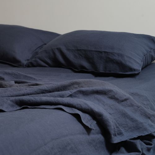 100% French Flax Linen Sheet Set- Midnight