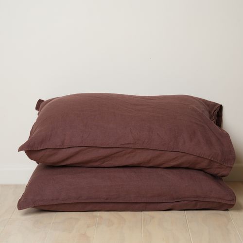 100% French Linen Pillowcase Pair- Cocoa
