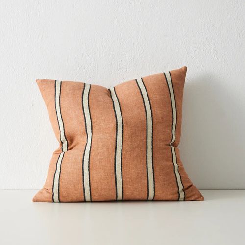 Weave Home Vinnie Striped Cushion - Terracotta | Square and Lumbar
