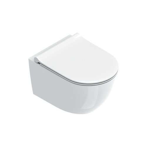 Sfera Compact Rimless Wall Hung Toilet Gloss White With Slim Seat (excl Cistern)