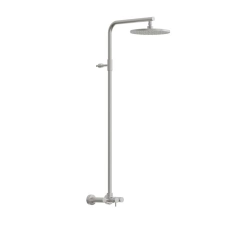 Classy Wall Mount Shower Column With External Mixer Polished Stainless Steel