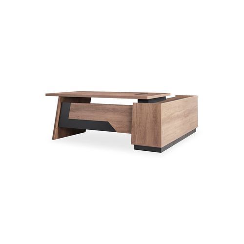 SUTTON Executive Desk with Left Return 180-200cm - Warm Oak & Black