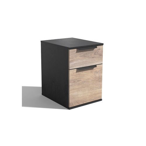 TRIBECA 2 Drawer Filing Cabinet - Warm Oak & Black