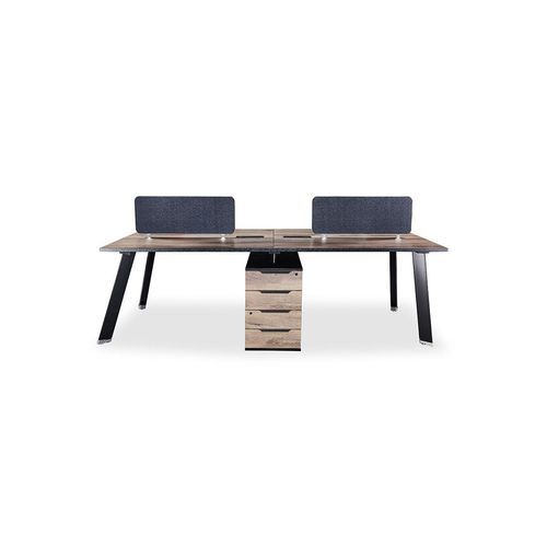 ARTO 4 People Back to Back Workstation 2 Cabinets  2.4M - Warm Oak & Black