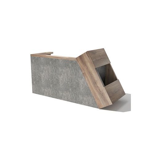 QUADE Reception Desk Left Panel 2.0M - Warm Oak & Concrete Color